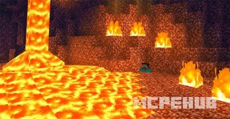 Яркие текстуры лавы в Нижнем мире