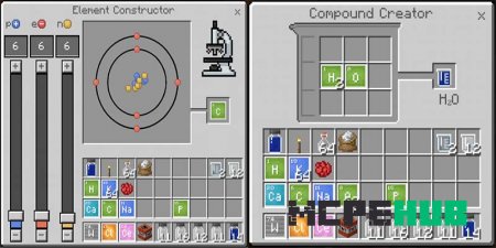 Инструменты для создания и объединения химических элементов в Майнкрафт