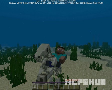 Лошадь-скелет под водой