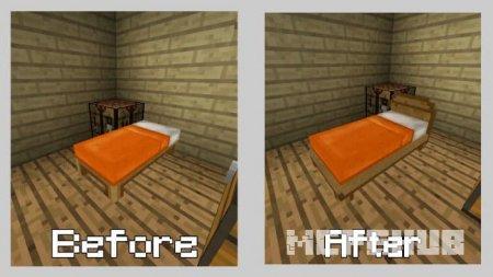 Текстуры кровати до и после детализации