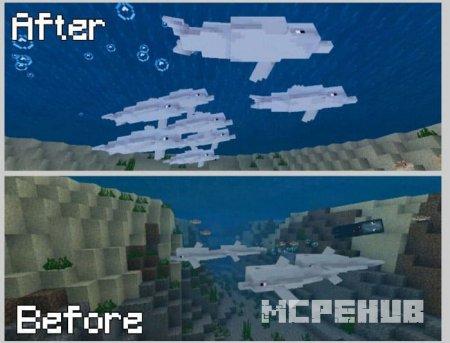 Текстуры дельфинов до и после детализации