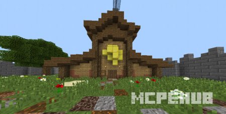 Красивый дом, расположенный на цветочной поляне