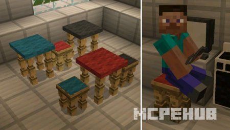 Красивые разноцветные стулья и столы