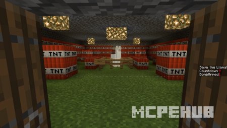 лама, окруженная блоками TNT