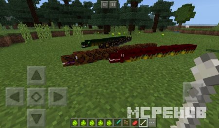 Игрок перед пятью змеями различной окраски