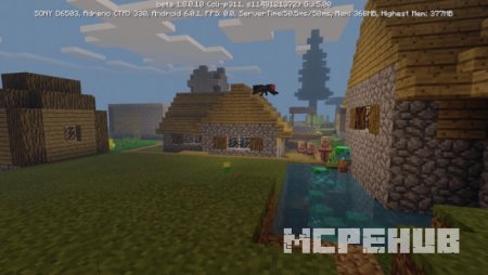 Деревня под вечер с более тусклым освещением вокруг