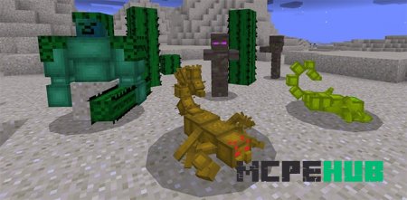 Пустынные мобы - кактус-воин, огромный скорпион и мумия