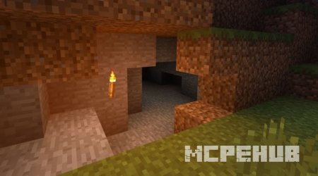 Улучшенное освещение факела, представленное на входе в пещеру