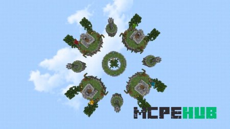 Вид сверху на небесные острова карты "Egg Wars"