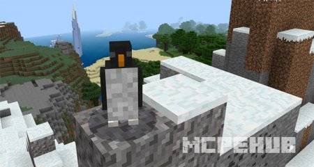 Пингвин на вершине снежной скалы