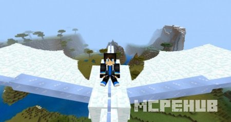 Игрок летит на огромном белом драконе