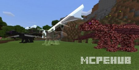 Три необыных вида драконов, добавляемых модом "Прирученные драконы"