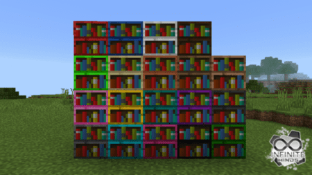 Представление новых книжных полок разных цветов