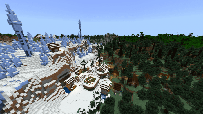 Деревня и несколько биомов