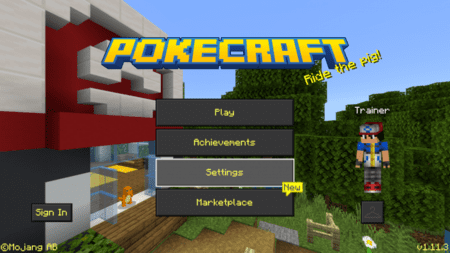 Меню настроек в главном меню игры