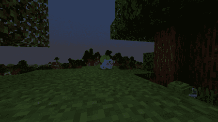 Бульбазавр бродит по лесу в игре