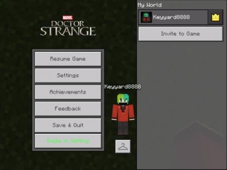 Главное меню игры Майнкрафт в стиле Доктора Стрэнджа