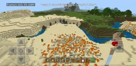 Огромный взрыв и кратор, оставленный игроком после использования багрового посоха