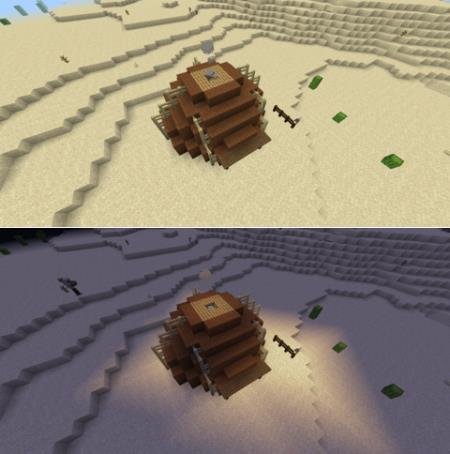 Пустынная палатка в дневное и ночное время