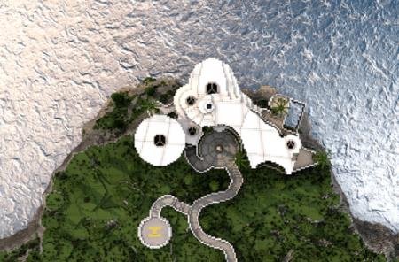 Взгляд сверху на особняка Тони Старка, расположенный рядом с морем