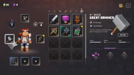 окно инвентаря и характеристик персонажа