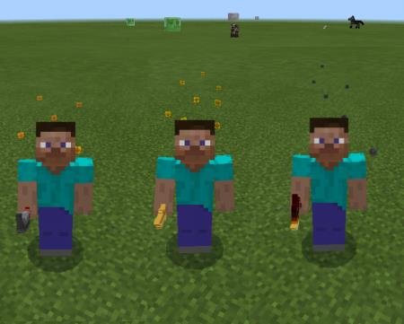 Частицы игрока при удерживании оружия, добавляемого модом