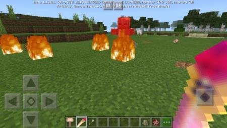 Игрок поджёг моба с помощью огненного меча