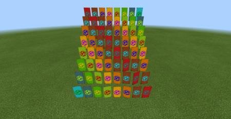 разноцветные баннеры мод майнкрафт