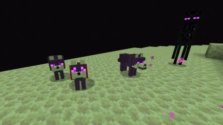 Волки Края с фиолетовыми глазами рядом с Эндерменом