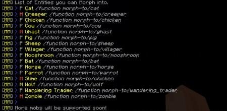 Представление списка мобов, для которых доступна трансформация