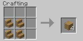 Рецепт крафта полных деревянных блоков из лесенок