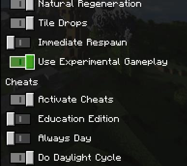 включение экспериментального режима