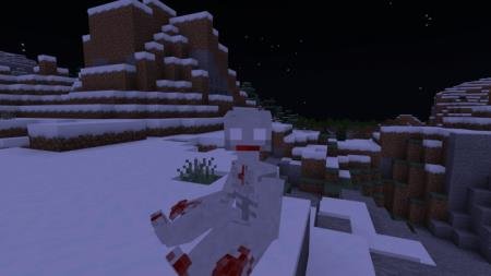 Представление жуткого SCP-096, сидящего в снежном биоме