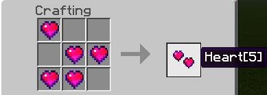 Рецепт крафта пяти дополнительных сердец игрока