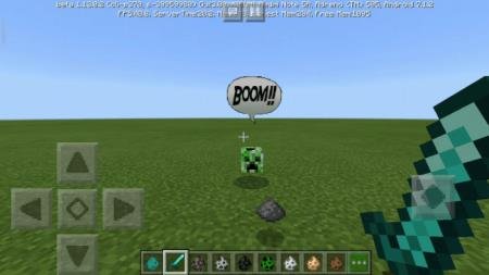 Дух крипера после смерти с надписью "Бум"