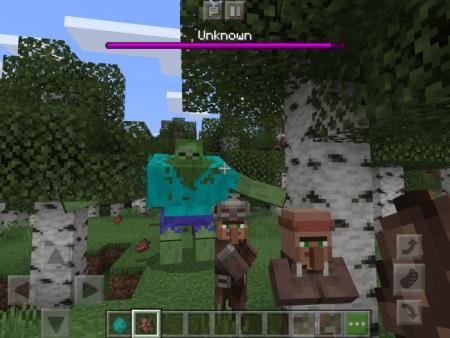 Гигантский зомби в берёзовом лесу собирается напасть на сельчан