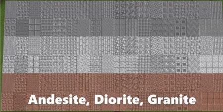 Представление обработанных андезита, диорита, гранита