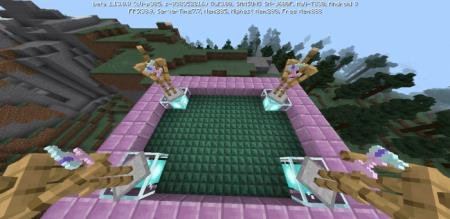 Несколько портальных пушек в стойках для брони по периметру квадрата