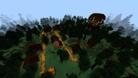 Представление классического вида на деревню в лесу