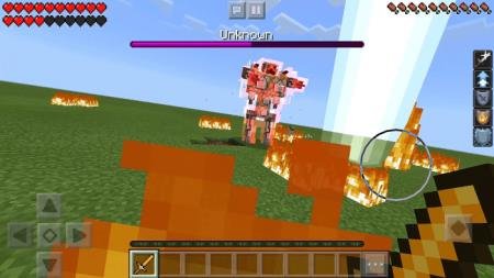 Смертельное и разрушительное сражение между игроком и роботом из командных блоков