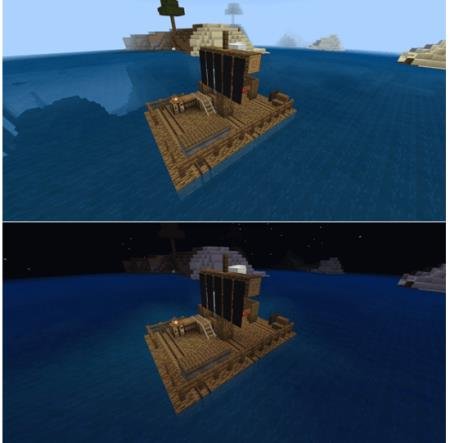 Плот, плывущий по реке