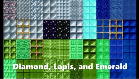 Блоки алмаза, лазурита и изумруда