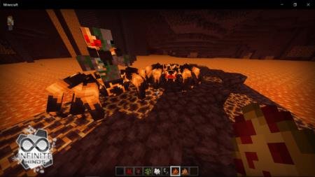 Пауки Нижнего мира: Магмовый паук, паук-зомби-свиночеловек и магмовый паук-свиночеловек