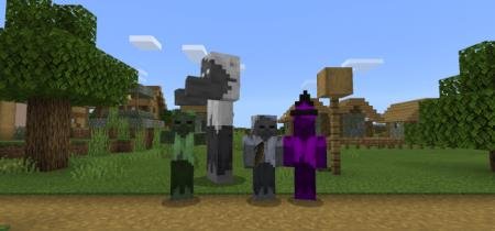 Салатовый зомби, огромный зомби-мутант, зомби-лучник и зомби-ченокнижник