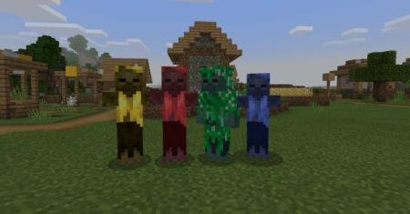 Жёлтый, красный, зелёный и синий зомби