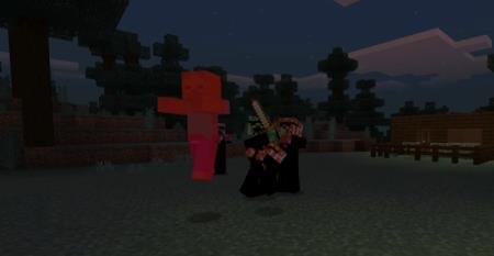 Крипер сражается с зомби