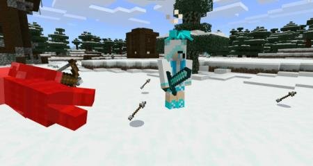 Ледяная девушка убила моба в снежном биоме