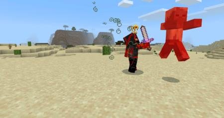 Огненный парень сражается с кадавром в пустыне