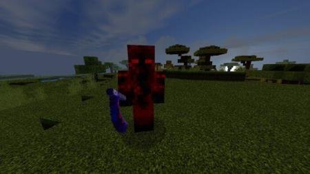 Тёмное существо с красными глазами и топором в руках