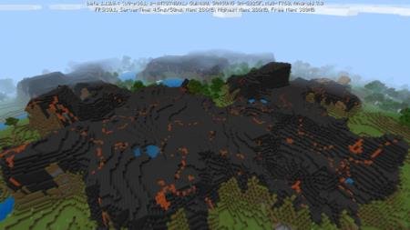 Вид сверху на огромный базальтовый биом в игре